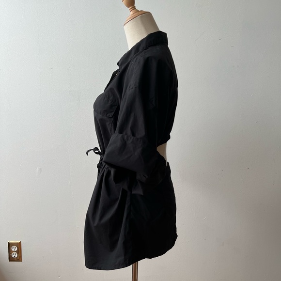 MODERN CITIZEN James Open Back Short Sleeve Black Button Down Shirt 1X - Picture 6 of 10